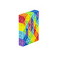 Hollow rainbow segment puzzle cube with crisscross lattice cubes and geometric colors