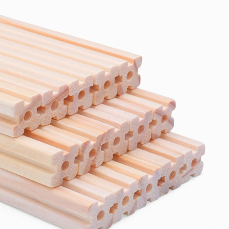 Light wood building bars with peg holes for 3D dollhouse assembly