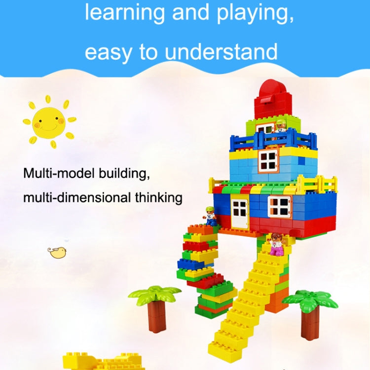Multi-model building block set featuring a tall house figure with palm trees