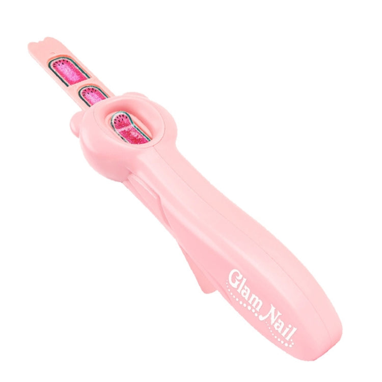 Pink push-type nail sticker machine toy with circular stamp head