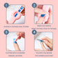 Nail sticker machine kit showing choose, press, flatten, and file steps