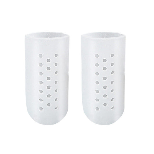 Perforated high-heel toe covers, white, cylindrical pair