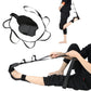 Black rehabilitation foot brace belt with padded sole plate and adjustable leg straps
