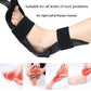 Black foot brace belt worn on ankle and foot with padded cuff and strap support