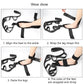 Black foot brace belt shown during strap alignment and leg wrapping steps