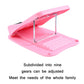Foldable tilt fitness pedal shown open with a metal support frame and pink tray