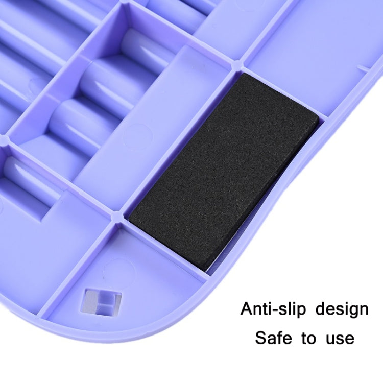 Foldable tilt fitness pedal tray with anti-slip insert and a black grip pad
