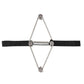 Toe corrector brace with black strap and silver metal spring mechanism in diamond shape
