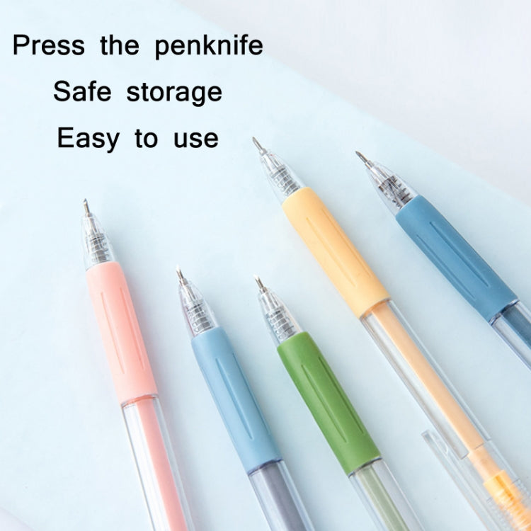 Press-style multi-color utility knife pens with capped tips