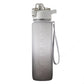 Silver gray gradient sports water bottle with flip spout and wrist strap