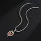 Silver rhinestone choker necklace with small lips tongue pendant, single-row chain.