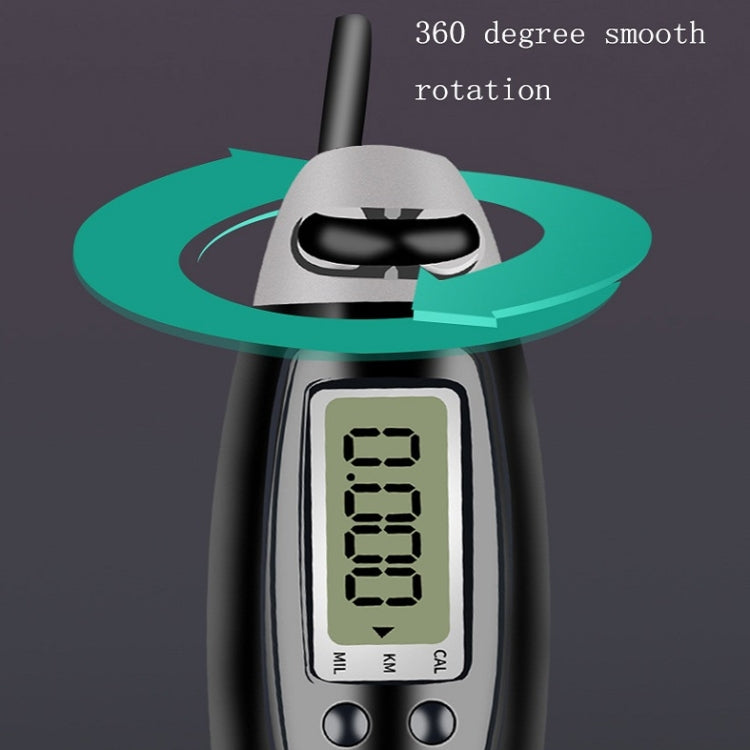 Electronic counting jump rope handle with LCD and 360° rotation clip