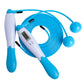 Electronic counting skipping rope with ball ends, white and blue handles with LCD counter