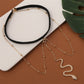 Snake long anklet body chain with elastic black band and silver-tone snake drop
