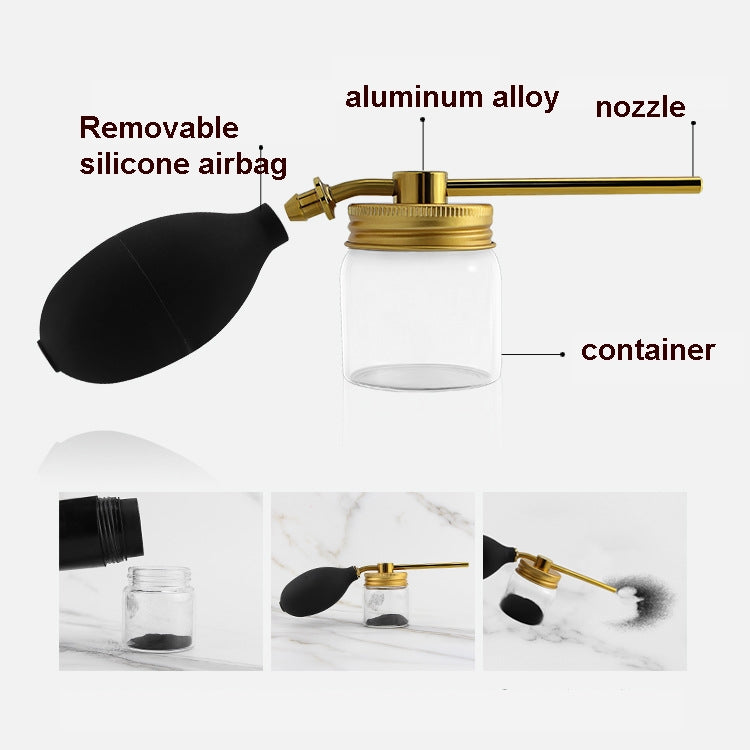 Hair fiber spray nozzle pump with black silicone airbag bulb and gold container
