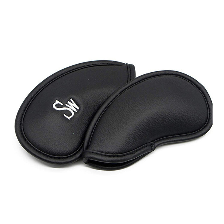 Black golf club head cover with textured finish and stitched edge, numbered tab