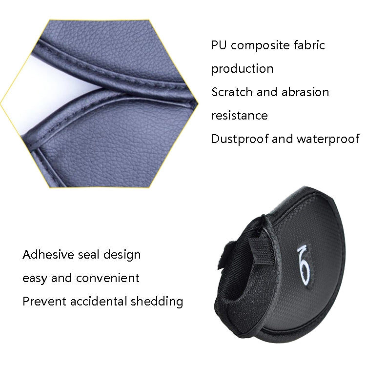 Black golf club head cover with textured outer fabric and numbered pocket