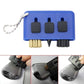 Blue 3-piece golf club cleaning brush set with retractable bristles and groove heads
