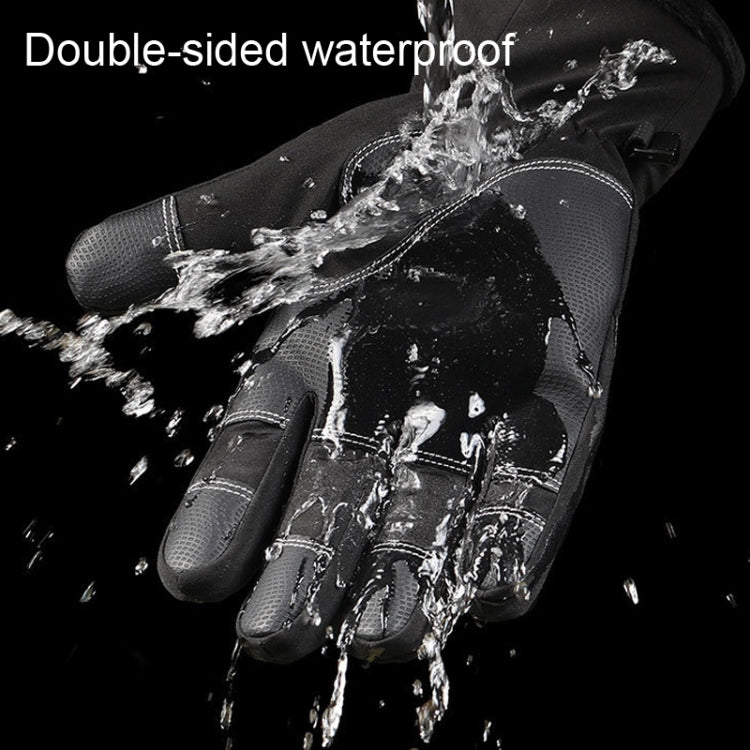 Waterproof black riding gloves with silicone grips, water droplets on palm