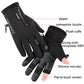 Black flip-to-touch fingerless gloves with zipper wrist and plush cuffs