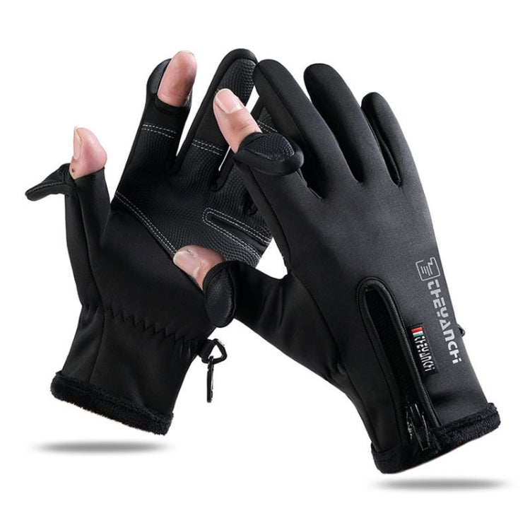 Black fingerless riding gloves with touchscreen fingertips and protective padded palm