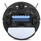 Robot vacuum base with blue microfiber mop pad and blue double roller brush