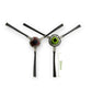Side brush assembly with four black blades and red/green hub connectors