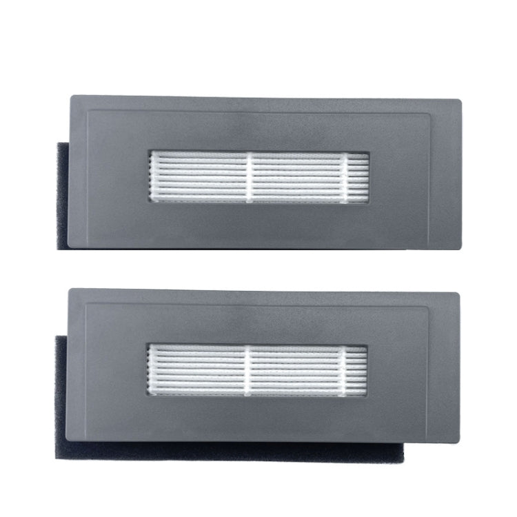 Two HEPA filter inserts with gray frames and white pleated media