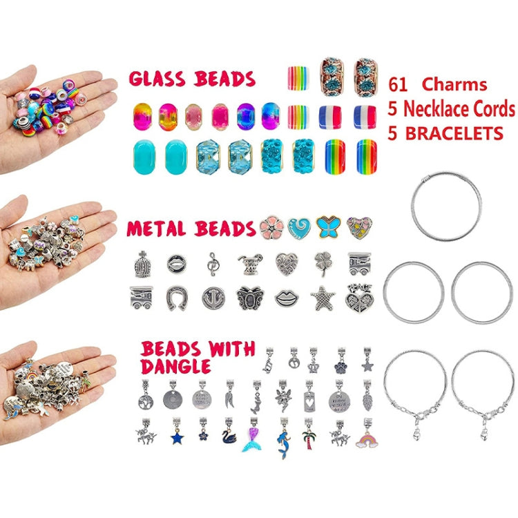 DIY jewelry bead and charm assortment with necklace cords and bracelet rings