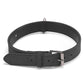 Black double-layer leather dog collar with metal buckle and D-ring