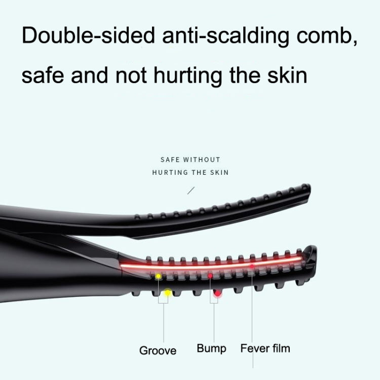 Heated eyelash styling comb with double-sided anti-scald teeth