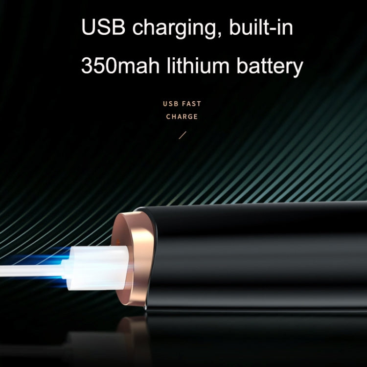 Heated eyelash curler showing rose-gold USB charging interface