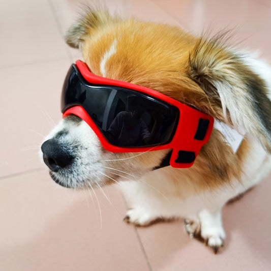 Pet Anti-UV Soft Frame Goggles Dog Sunglasses, Red, Black