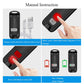 Black personal alarm device charging with Type-C cable; manual instruction layout.