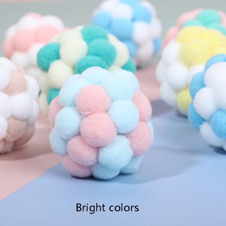 CT0115 Macaron-Colored Plush Ball Funny Cat Toy, 3 PCS, 6 PCS