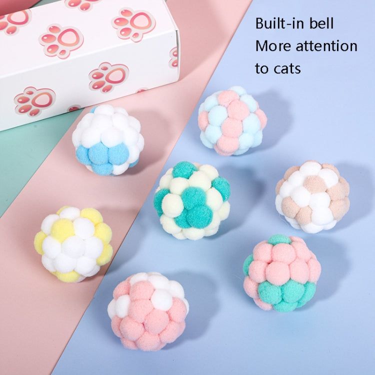 CT0115 Macaron-Colored Plush Ball Funny Cat Toy, 3 PCS, 6 PCS