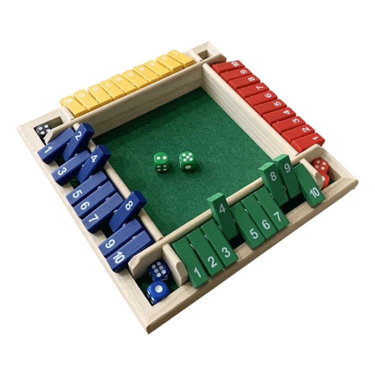 Four-sided flop board game board with multi-color velvet and numbered wooden tracks