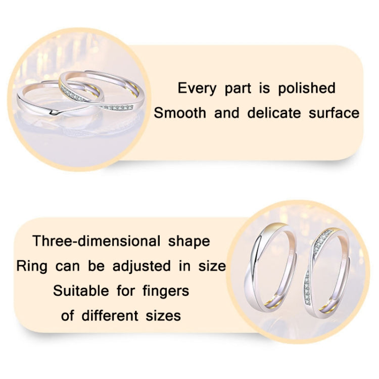 Adjustable silver Mobius twist ring set, polished open band design