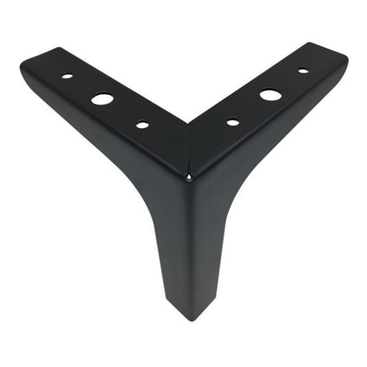 Matte black metal sofa leg bracket with Y-frame and bolt holes