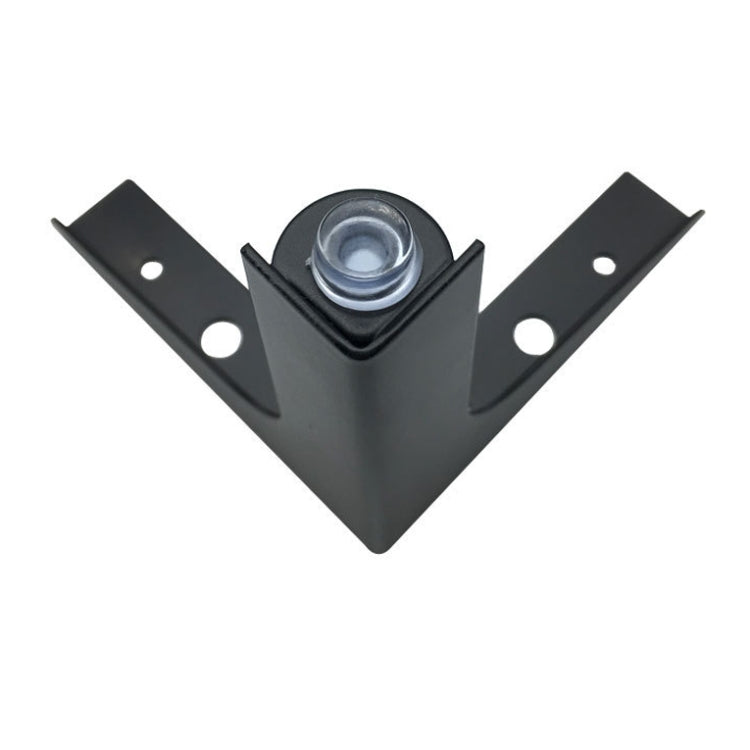 Metal TV cabinet leg mounting base, matte black color with central threaded insert