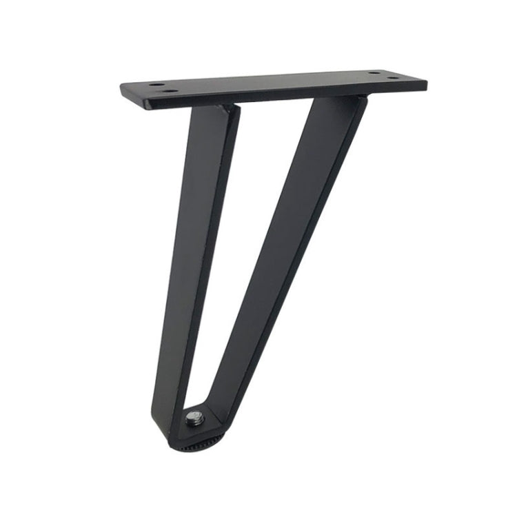 Matte black sofa support leg with mounting plate and round anti-scratch foot pad