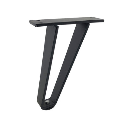 Matte black sofa support leg with mounting plate and round anti-scratch foot pad