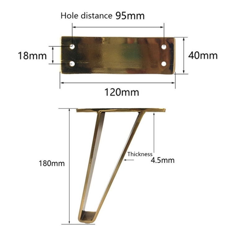 Brushed copper sofa support leg mounting plate with hole pattern and size diagram