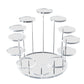 Clear acrylic ring display stand with round transparent pegs and vertical posts