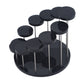 Black acrylic ring display stand with round pegs, metal stems, and circular base