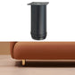 Matte black stainless steel furniture leg, cylindrical profile with square bolt plate