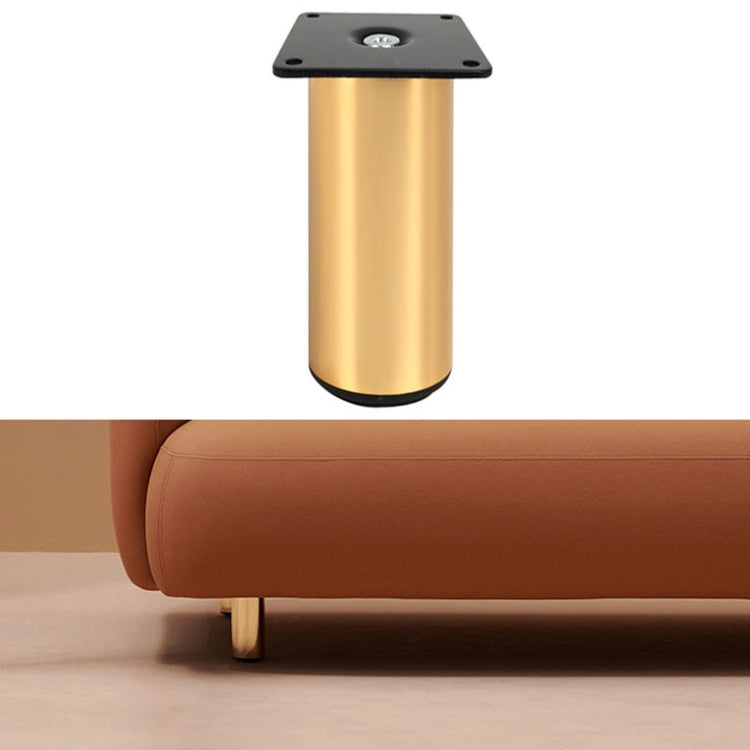 Rose gold stainless steel furniture leg, cylindrical profile with square bolt plate
