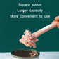 Square spoon head with wet pet food on a cat-shaped long handle.
