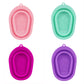 Silicone makeup brush cleaning pads set in four colors: pink, teal, magenta, and purple.