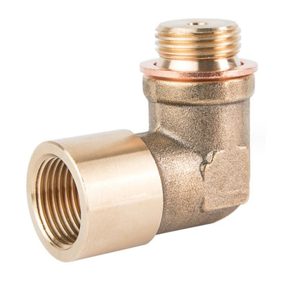 90-degree oxygen sensor elbow fitting, brass, M18x1.5 threads